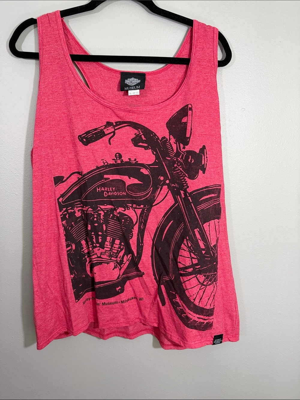 Harley-Davidson Red Tank with Black Motorcycle Print